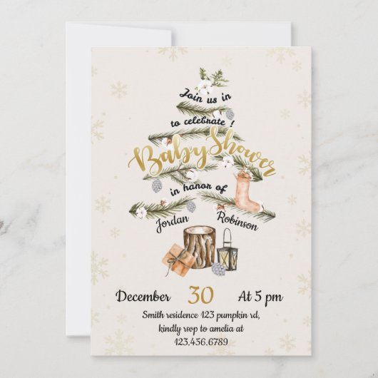Winterkerstboom Baby shower Uitnodiging (Voorkant)