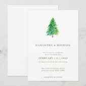 Winterkerstboom Eenvoudige elegante bruiloft Kaart (Voorkant / Achterkant)