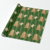 Winterkerstboom Groene Glitter Wood Cadeaupapier (Uitgerold)