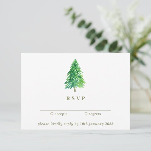 Winterkerstboom Kindly antwoordt bruiloft Kaart (Staand voorkant)