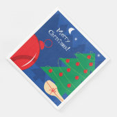 Winterkerstboom met tennisballen en racket servet (Hoek)