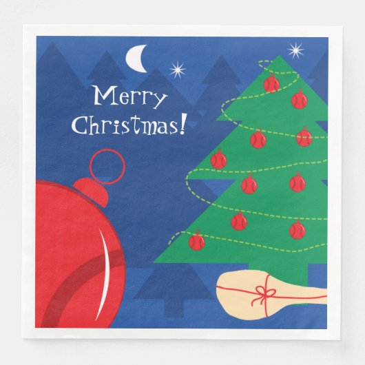 Winterkerstboom met tennisballen en racket servet (Voorkant)