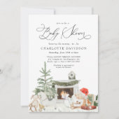 Winterkerstboom Rustic Pset Baby shower Kaart (Voorkant)