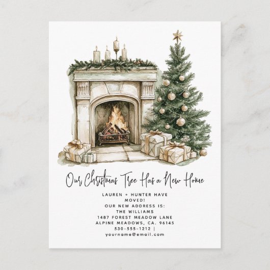 Winterkerstboom rustieke nieuwe huis Feestdagen Aankondigingskaart (Voorkant)