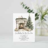 Winterkerstboom rustieke nieuwe huis Feestdagen Aankondigingskaart (Staand voorkant)