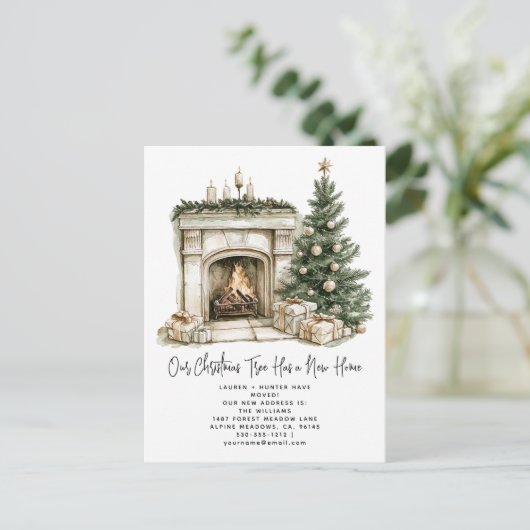 Winterkerstboom rustieke nieuwe huis Feestdagen Aankondigingskaart (Staand voorkant)