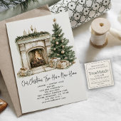 Winterkerstboom rustieke nieuwe huis Feestdagen Aankondigingskaart