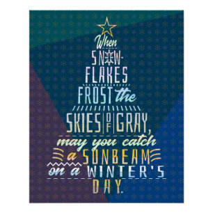 Winterkerstboom Vakantie Snowflakes gedicht Perfect Poster