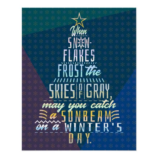 Winterkerstboom Vakantie Snowflakes gedicht Perfect Poster (Voorkant)
