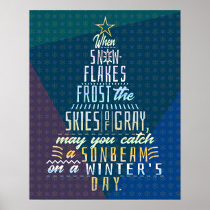 Winterkerstboom Vakantie Snowflakes gedicht Poster