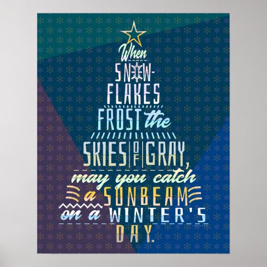 Winterkerstboom Vakantie Snowflakes gedicht Poster (Voorkant)