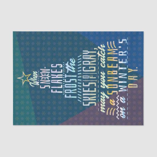 Winterkerstboom Vakantie Snowflakes gedicht Tissuepapier (Voorkant)