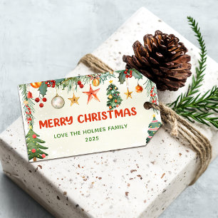 Winterkerstboom Vrolijk kerstcadeau Labels Cadeaulabel