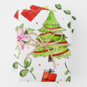 Winterkerstboom Waterverf Inpakpapier Vel (In situ)