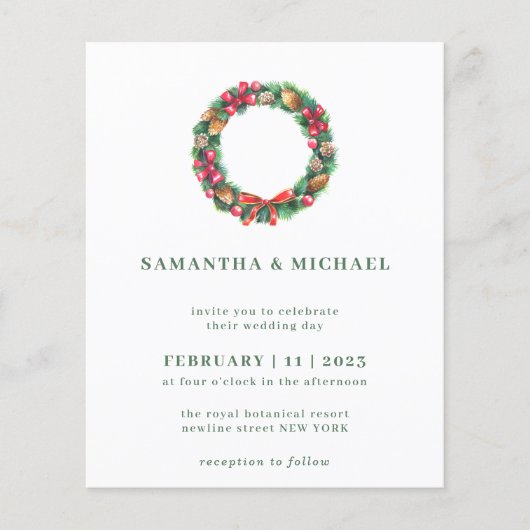 Winterkerstbudget Eenvoudig elegante bruiloft Flyer (Voorkant)