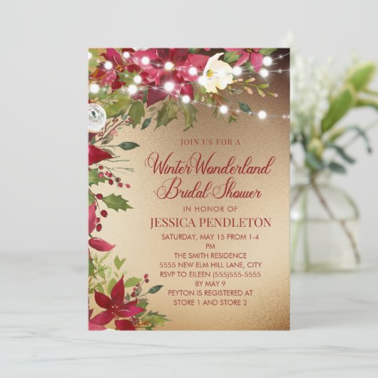 Winterkerstdagen Vrijgezellenfeest Gold String Lig Kaart (Staand voorkant)