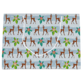 Winterkerstdeer met Holly Retro geïnspireerd Groot Cadeauzakje