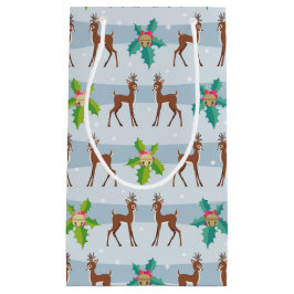 Winterkerstdeer met Holly Retro geïnspireerd Klein Cadeauzakje