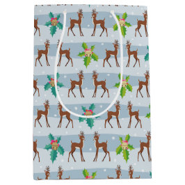 Winterkerstdeer met Holly Retro geïnspireerd Medium Cadeauzakje