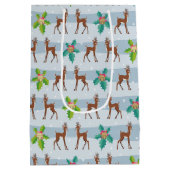 Winterkerstdeer met Holly Retro geïnspireerd Medium Cadeauzakje (Achterkant)