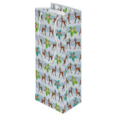 Winterkerstdeer met Holly Retro geïnspireerd Wijn Cadeautas (Achterkant Gekanteld)