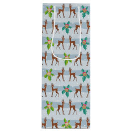 Winterkerstdeer met Holly Retro geïnspireerd Wijn Cadeautas