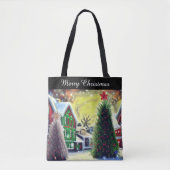 Winterkerstdorp met tekst tote bag (Voorkant)
