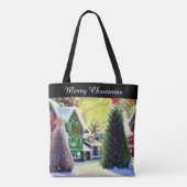 Winterkerstdorp met tekst tote bag (Achterkant)
