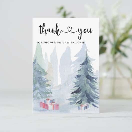 Winterkerstfeest baby shower bedankt (Staand voorkant)