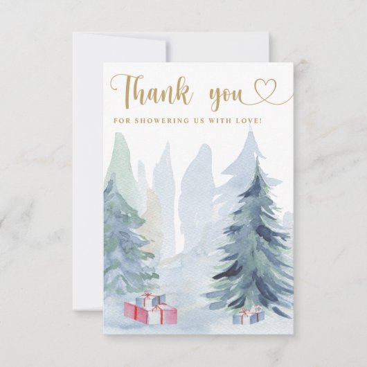 Winterkerstfeest baby shower bedankt (Voorkant)