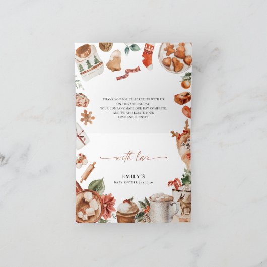 Winterkerstfeest Baby shower Hartelijk dank Bedankkaart (Binnen)