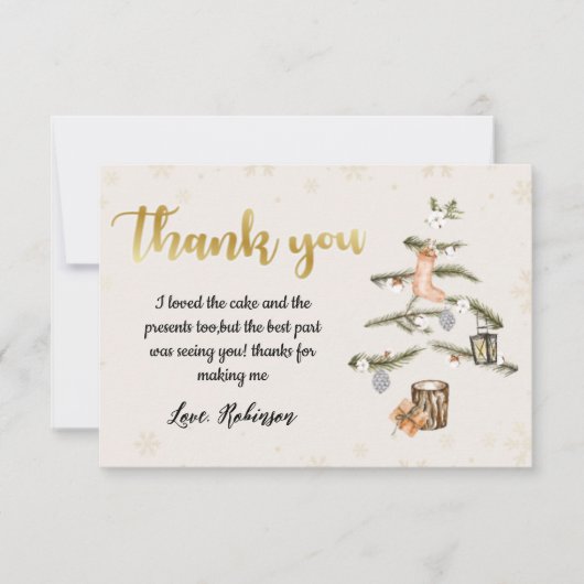 Winterkerstfeest Baby shower Hartelijk dank Kaart (Voorkant)