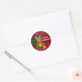 Winterkerstfeest Beer Snowflakes Kind Ronde Sticker (Envelop)
