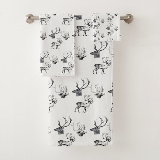 Winterkerstfeest  Der Head Antlers Patroon Bad Handdoek (Insitu)