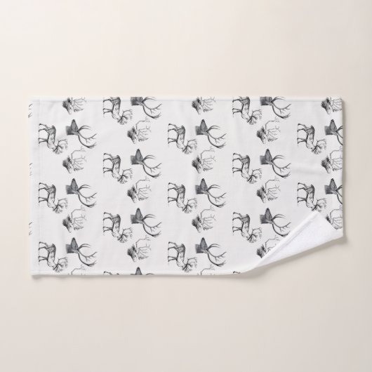 Winterkerstfeest Der Head Antlers Patroon Bad Handdoek (Handdoek)