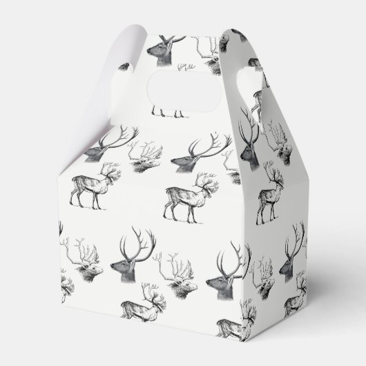 Winterkerstfeest Der Head Antlers Patroon Bedankdoosjes (Achterkant)