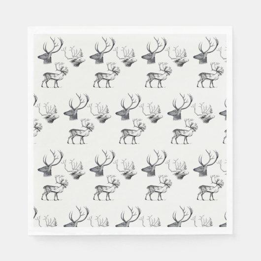 Winterkerstfeest  Der Head Antlers Patroon Servet (Voorkant)