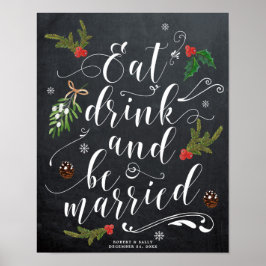 winterkerstfeest eten drink trouwbord bruiloft poster