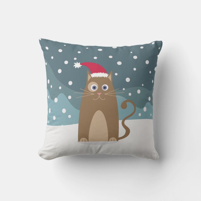 Winterkerstfeest feestdagen santa kattevoer kussen (Voorkant)