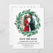 Winterkerstfeest met bruiloft, behalve de datum aankondigingskaart (Voorkant / Achterkant)