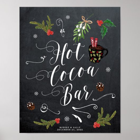 winterkerstfeest met hete cacaobaron holly poster (Voorkant)