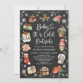 Winterkerstfeestdag Baby shower Chalkboard Kaart (Voorkant)