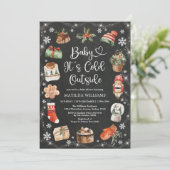Winterkerstfeestdag Baby shower Chalkboard Kaart (Staand voorkant)