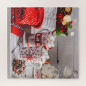 Winterkerstfeestdag feestelijke warme chocolade Mo Legpuzzel (Horizontaal)