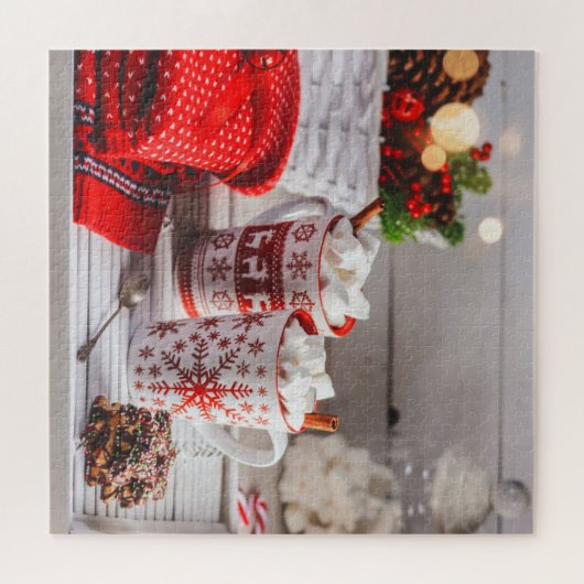 Winterkerstfeestdag feestelijke warme chocolade Mo Legpuzzel (Horizontaal)