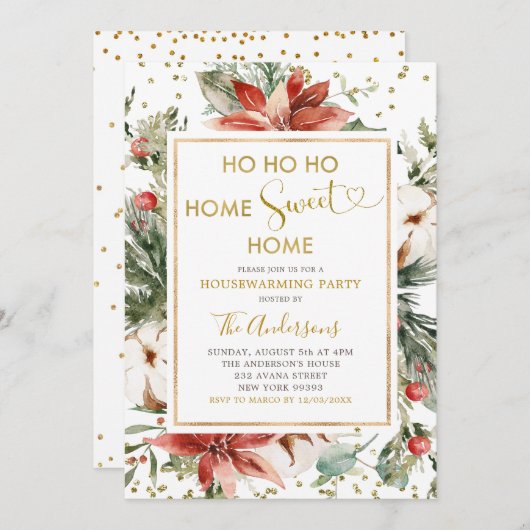 Winterkerstfeestdag uitnodiging voor de opwarming  (Voorkant / Achterkant)