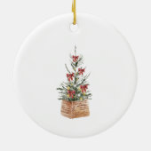 WinterkerstFloral in liefhebbend geheugen Keramisch Ornament (Achterkant)