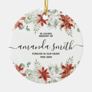 WinterkerstFloral in liefhebbend geheugen Keramisch Ornament