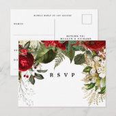 winterkerstfloralen bruiloft rsvp briefkaart (Voorkant / Achterkant)