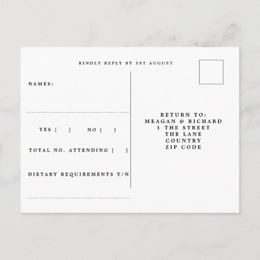 winterkerstfloralen bruiloft rsvp briefkaart (Achterkant)